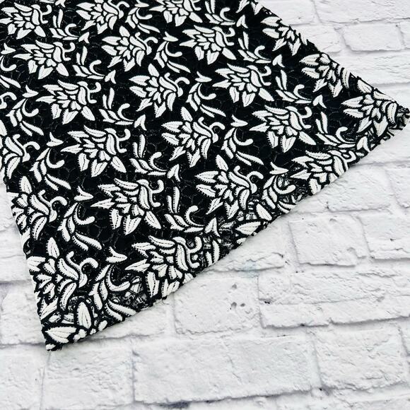 SAM EDELMAN Dress Womans Medium Black White Lace Sheath Sleeveless Embroidereded - Picture 4 of 10